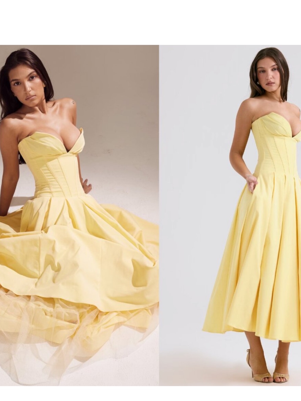 House Of Cb 'Lady' Sunshine Strapless Tulle Corset Midi Dress